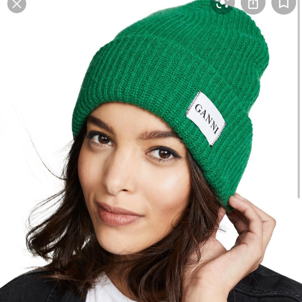 Ganni Green Beanie